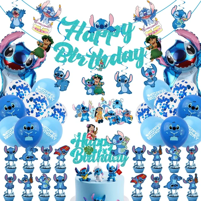 Lilo and Stitch Birthday Party Decorations with Banner Cake Toppers  Balloons