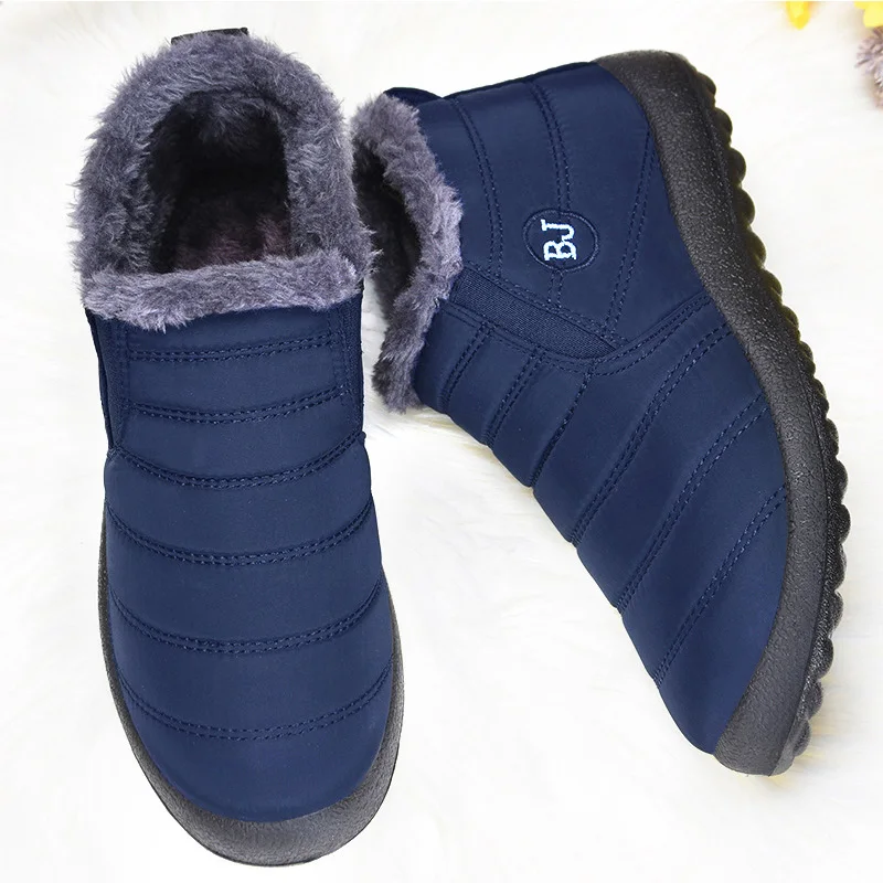 Men Boots Waterproof Winter Shoes For Men Snow Boots Slip On Ankle Boots Winter Warm Fur Black Botas Hombre With Free Shipping