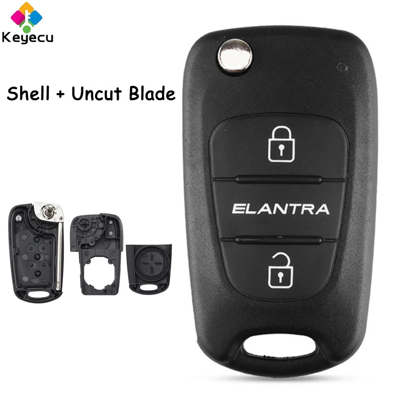 Keyecu Flip Remote Car Key Shell Case Housing With 3 Buttons & Uncut