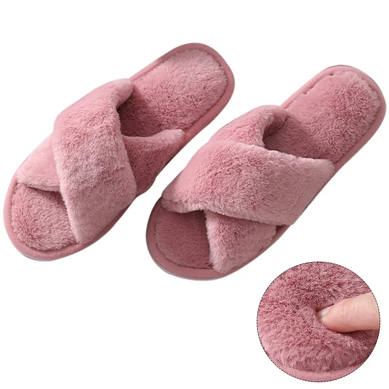 

Women's Cross Home Indoor Outdoor with Slippers Women Soft Plush Shoes Slip Resistance Warm Cotton Slipper Fashion Women's Shoes