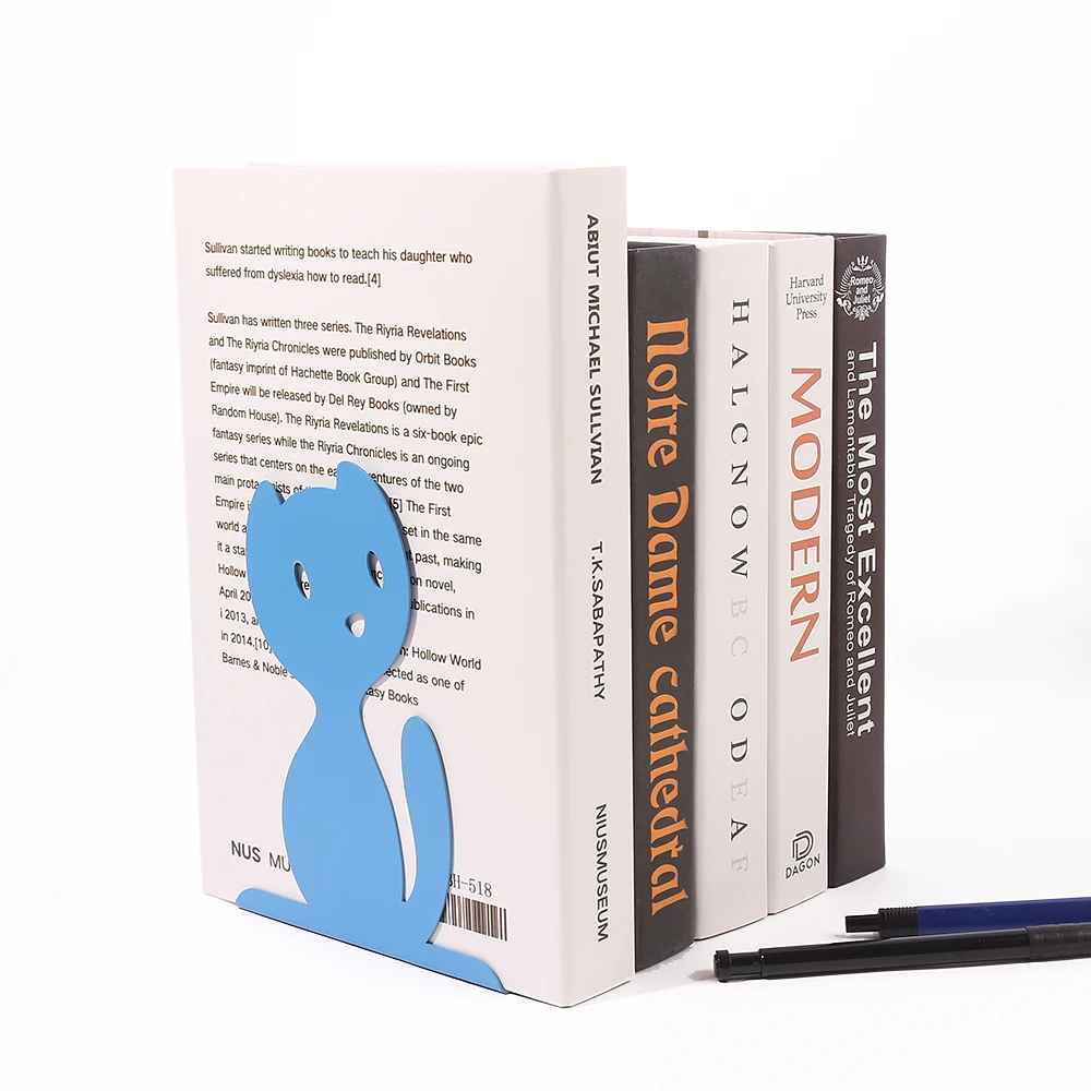 Cute Cat Book Ends Heavy Book Stand Shelf rack Iron Bookends Home Desk Stationery Stand Iron 2 Pcs book holder,book stand,book terminal