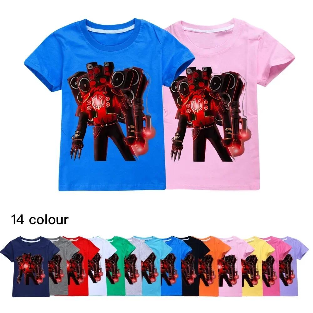 

Skibidi детские повседневные рубашки с коротким рукавом с изображением громкоговорителя титана тонкие футболки графические топы с круглым вырезом футболки для мальчиков и девочек