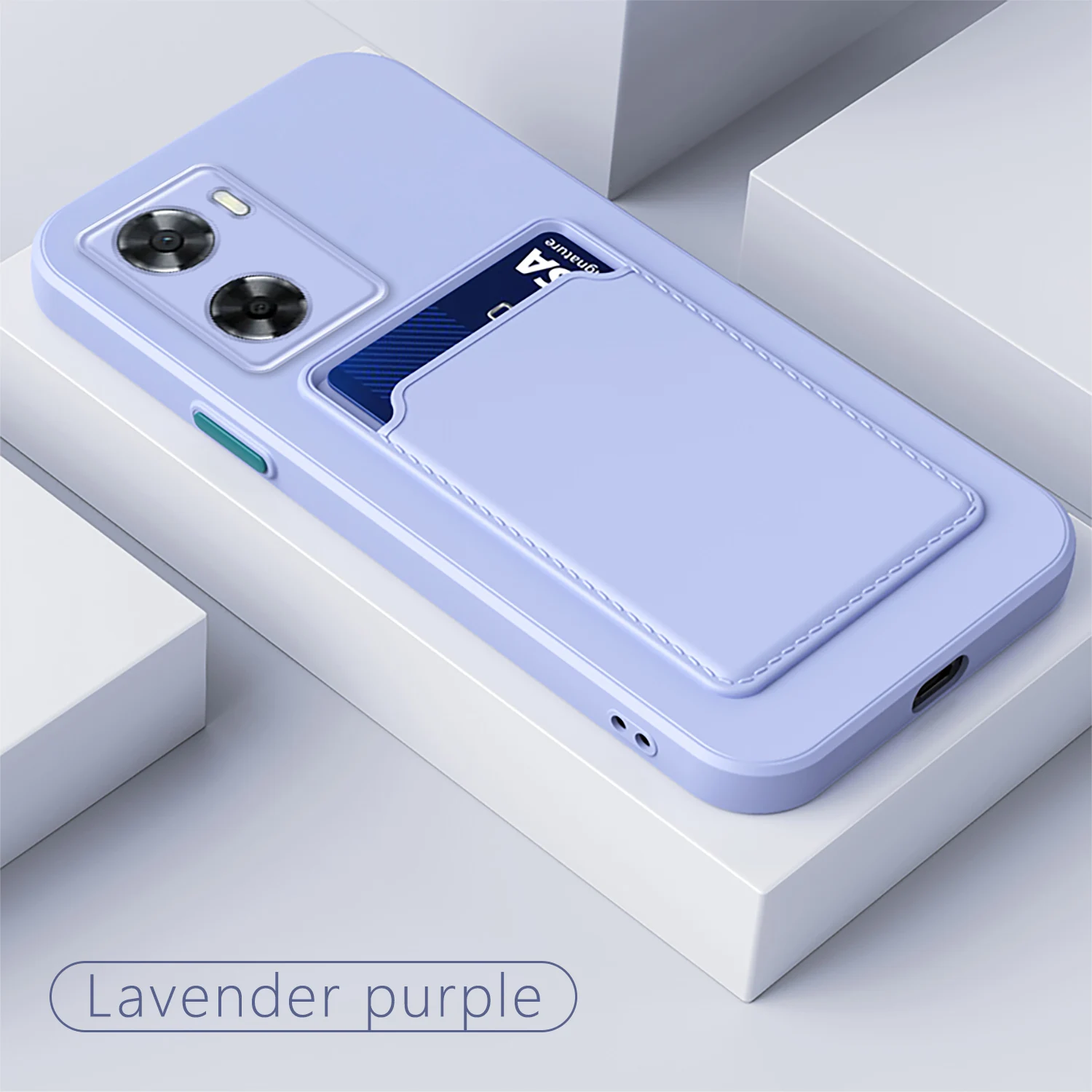Solid Color Card Holder Soft Case For Realme C55 10 Pro Plus C33 8 OPPO RENO 8t A78 A58 A17 A17K Reno 8 Luxury Silicone Cover_voghion.com