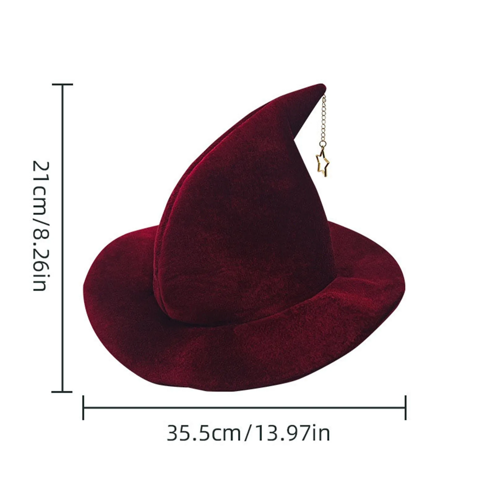 Women's Halloween Metal Star Pendant Witch Hat Makeup Stage Party Dress Up Performance Halloween Hat Cosplay Costume Accessory