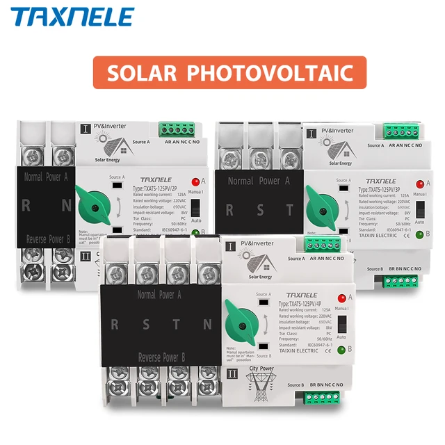 2P 3P 4P Din Rail ATS PV Inverter Dual Power selettore di