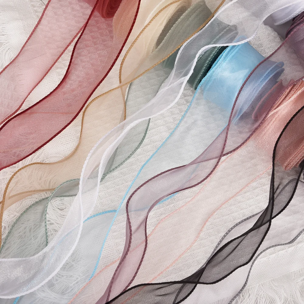 4cm Fischschwanz Organza Garn Band Welle Rand Spitze DIY Braut strauß Verpackung Bogen Material Hochzeits dekoration Nähen Stoff Dekor – Detail 1
