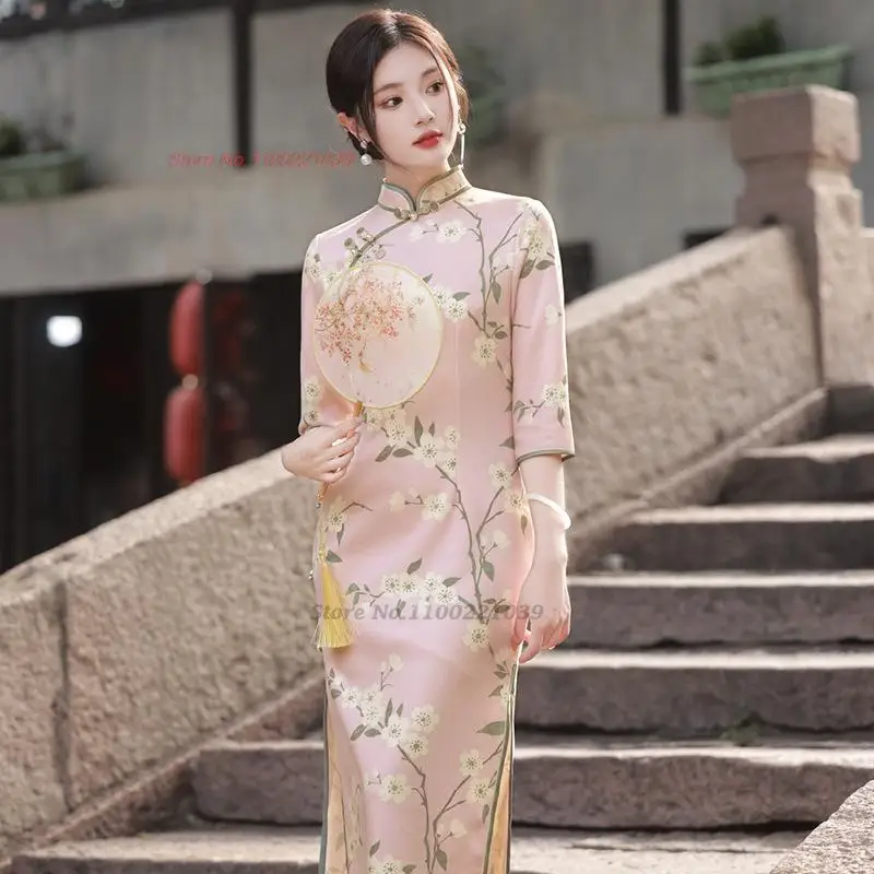 2025 ߱  qipao   Ʈ ̵ cheongsam 巹 qipao  Ƽ ȸ ̺ 巹 vestido