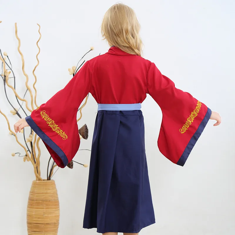 Fancy Movie Hua Mulan Cosplay Costumes Chinese Heroine Movie Halloween Cost Suits Kids Girl Party Dress Home Gift New Year