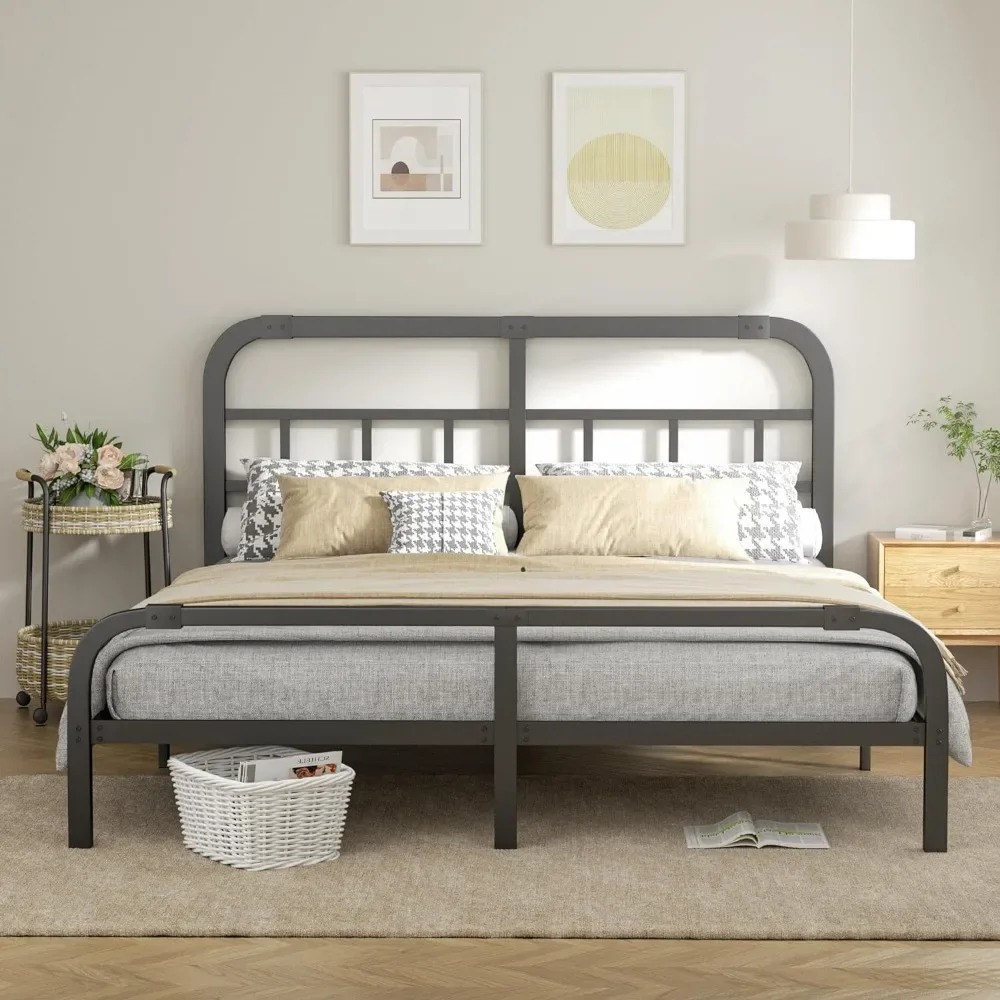 

King Size Bed Frame with Headboard and Frames Foundation Quiet and 14 Inch King Bed