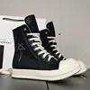 Ro Designer Black Flat-bottomed High-top Embroidered Canvas Shoes, Booties, Zippers and White Cloth Shoes, Couple's Men's Shoes 1