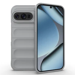 Shockproof Shield Phone Case with Soft TPU Frame and Flannel Lining Protective Cover - Pixel 9 or 9 Pro (Gray)