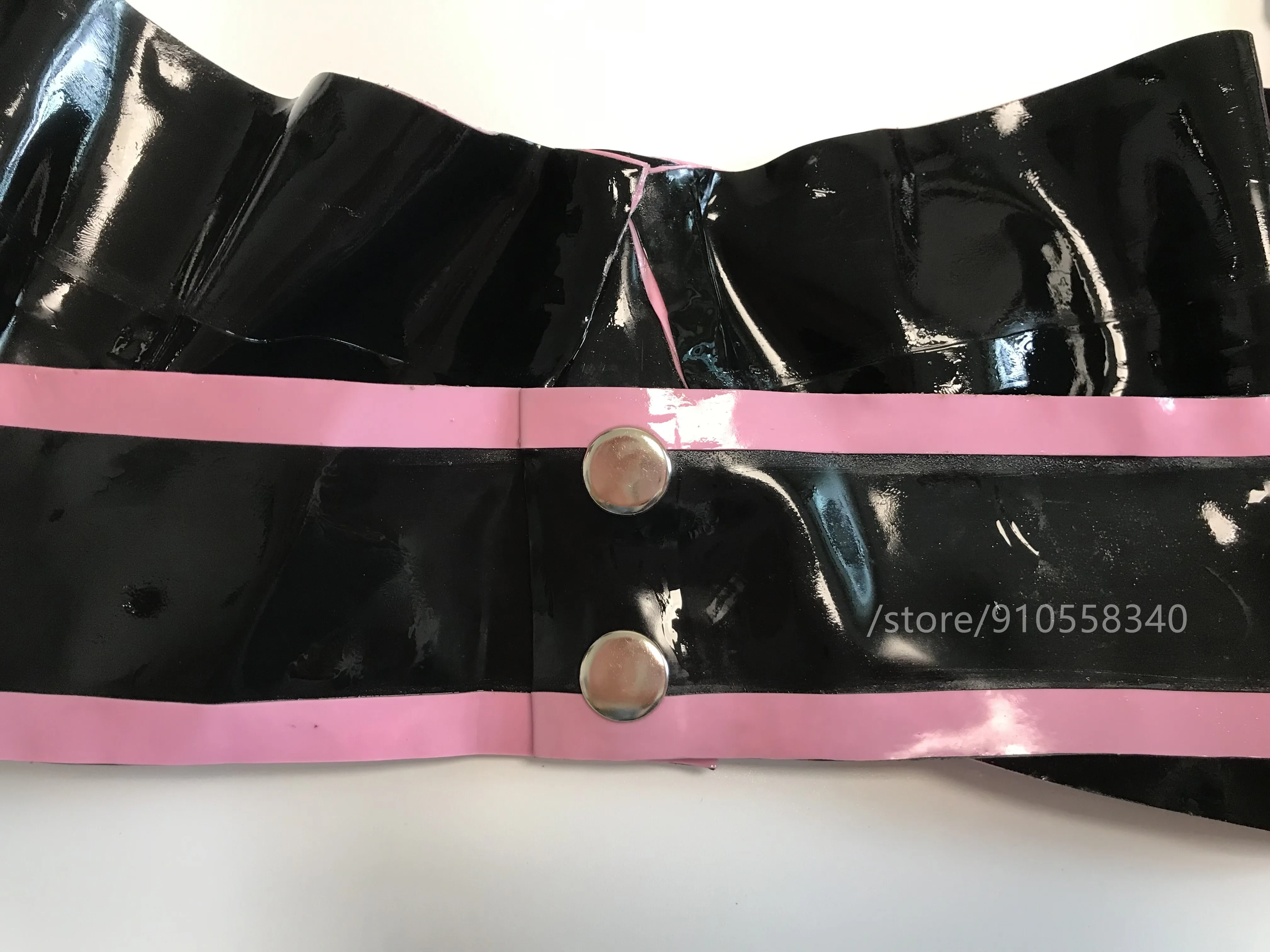 Sexy Lingerie Black Women Latex Bra Fetish Rubber Underwear with Pink Trim Made