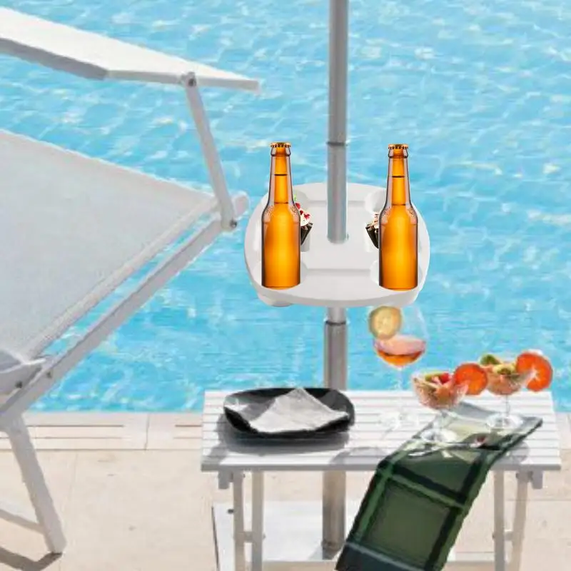 Patio Umbrella Table Tray Adjustable Umbrella Table With Umbrella Hole Pool Umbrella Table Adjustable Outdoor Tray Table For 2