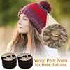 Pompom Buttons For Hats Wooden Buttons For Crafts 50pcs Pom Pom Hat Buttons For Hat Pom Pom Ball Fixing Knit Beanies Toques Hats 5