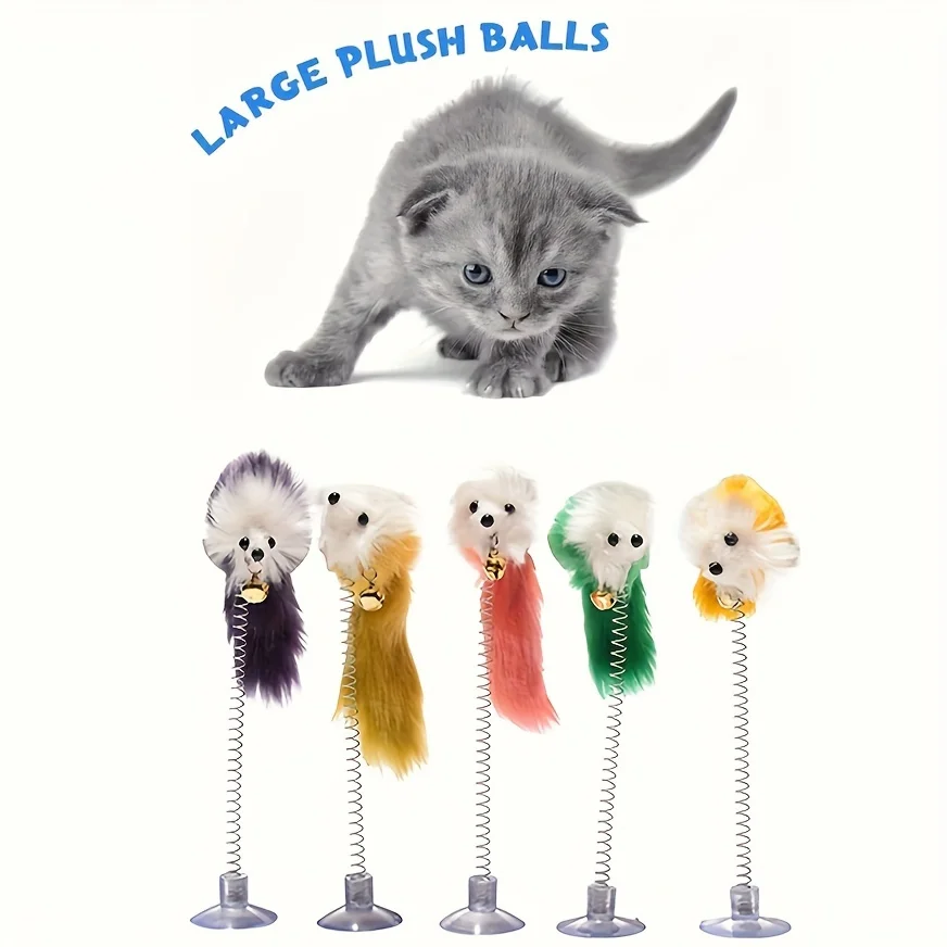 Cat Toys 1 Pack Suction Cup Spring Bells