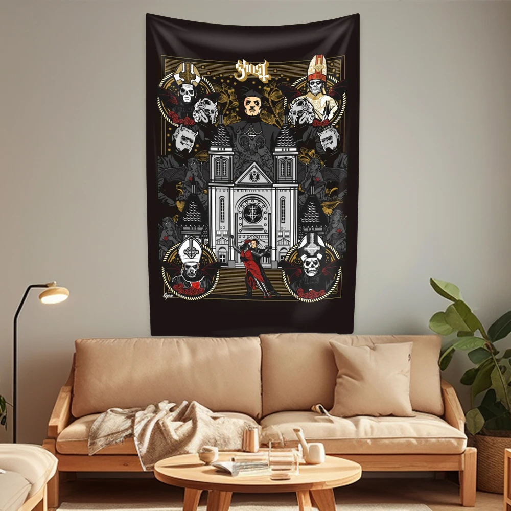 Schwedische Metallband Wandteppiche Wandbehang Teppiche Rock Wohnkultur Schlafsaal Hintergrund Stoff Sofa Decke Festivals Geschenk – Detail 9