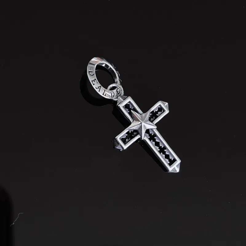 BOCAI Real S925 Silver Jewelry Accessories Fashionable Pentagram Cross Pendant for Men and Women Exquisite Birthday Gift