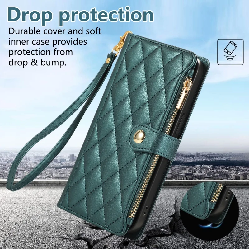 Compact Leather Crossbody Wallet with Fragrance Zipper and Card Holder