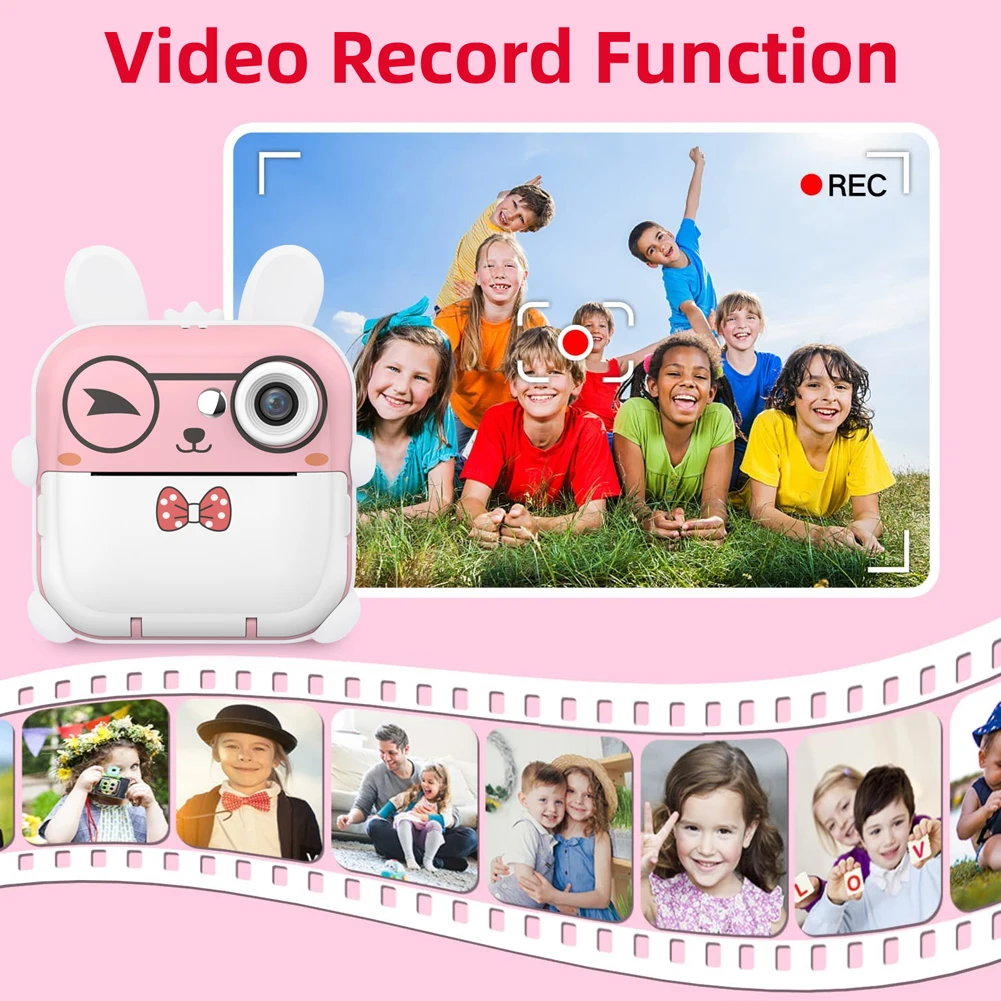 미니 디지털 비디오 카메라, 즉석 인쇄 사진, HD 1080P 8MP, 2 롤 감열지, 교육용 장난감 선물