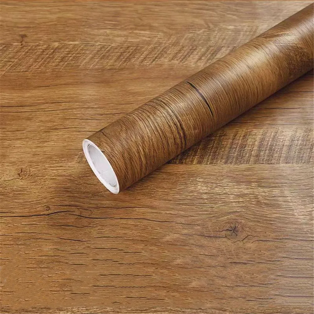 Self Adhesive Wallpaper 55cm Width Wood Grain PVC for Door Wardrobe Cupboard Table Furniture