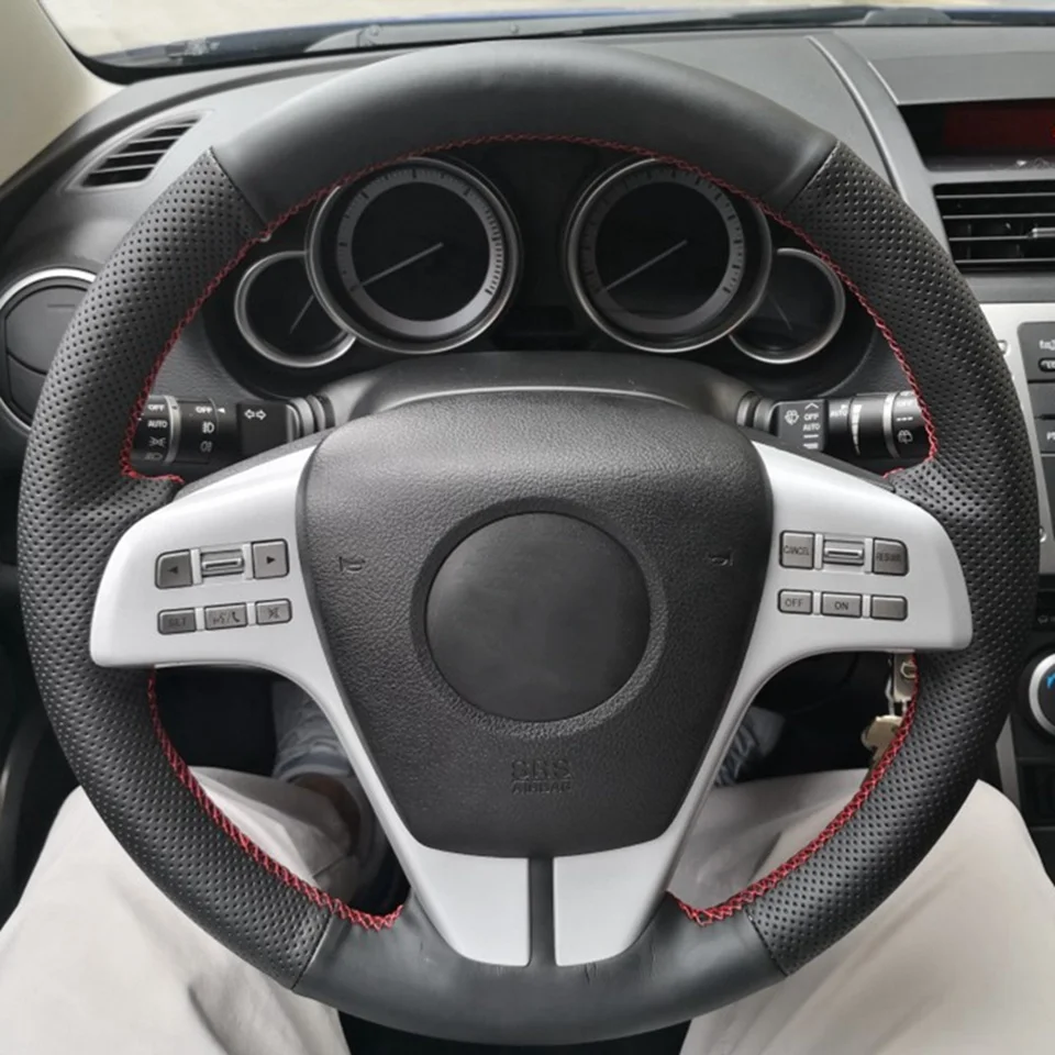 Rutschfeste schwarze Leder-Auto-Lenkrad-Geflechtabdeckung für Mazda 6 Atenza 2009 2010 2011 2012 2013. Auto-Innenzubehör – Detail 1