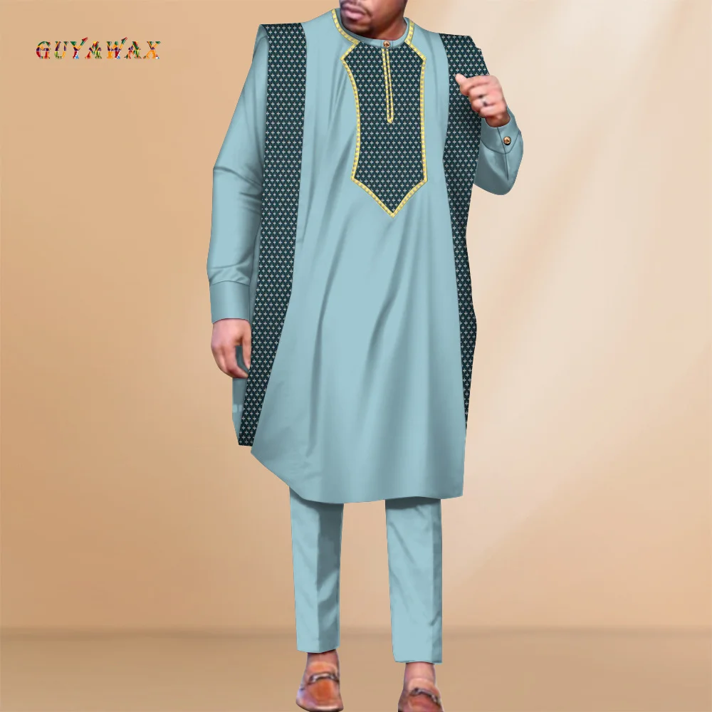 DaoGeSir] メンズアフリカンスーツ ダシキ刺繍シャツとパンツ 2ピースセット トラックスーツ 伝統衣装 部族エスニックスー 2ピース  ファッション [DaoGeSir] アフリカンメンズ服セット 2ピース シャツとパンツ アフリカンダシキ [DaoGeSir] メンズアフリカ の2  ピース ... アフリカの男性のパーティー スーツ 3ピースの服装 シャツ、パンツ、帽子 伝統的な衣装 半袖 ダシキトラックスーツの服装 フォーマル