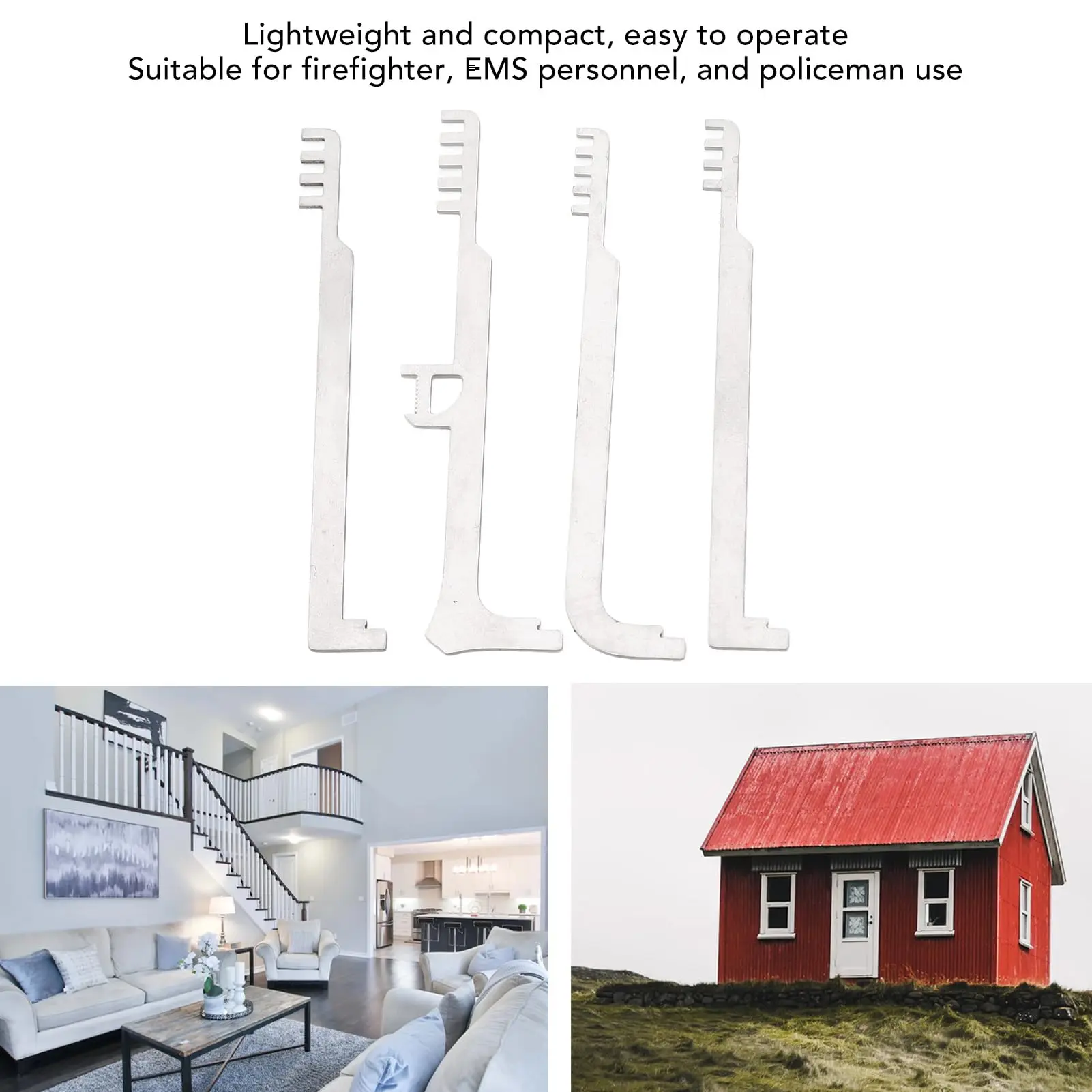 หวีเลือกสแตนเลสแบบพกพา 4 ชิ้นหวีล็อคหยิบสําหรับการดับเพลิงเครื่องมือฉุกเฉินขนาดพกพาที่ทนทาน 1
