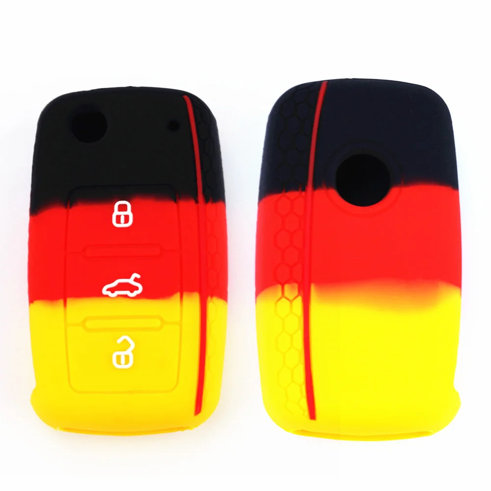 Silicone Car Key Case Holder Flip Remote Protector Cover Shell Fob for VW Polo Golf Jetta Tiguan Passat Bora Skoda Fabia Octavia