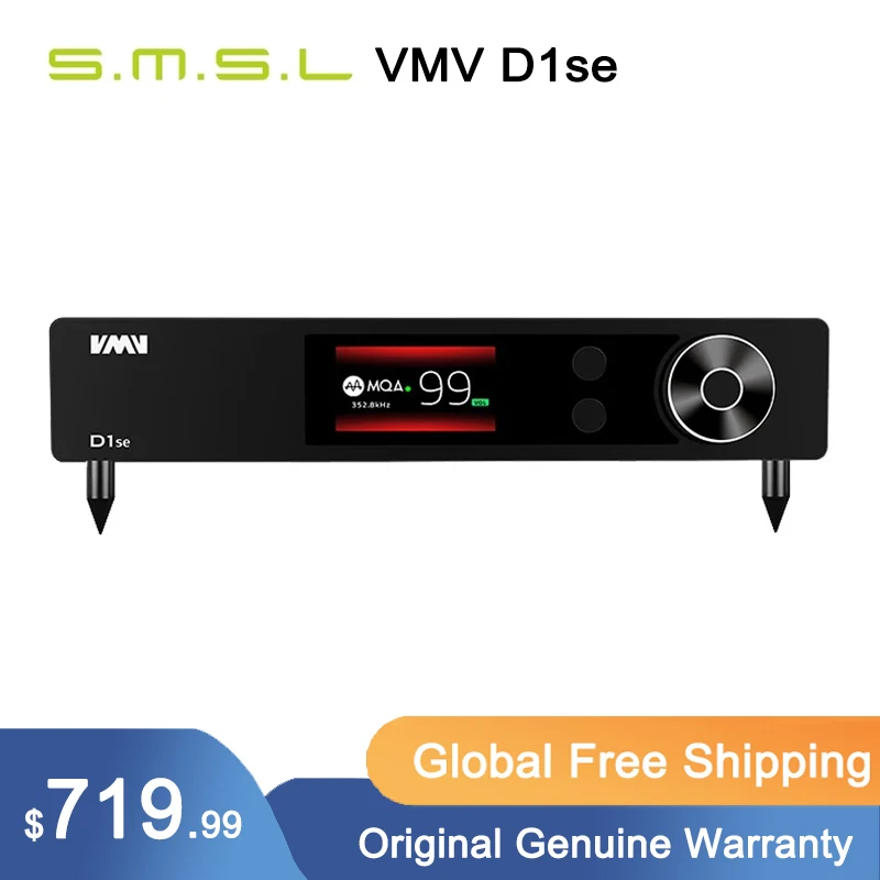 

SMSL VMV D1se MQA Audio DAC 768kHz 32bit Bluetooth 5.0 USB Optical Coaxial RCA DSD512 ES9038PRO Decoder With Remote Control