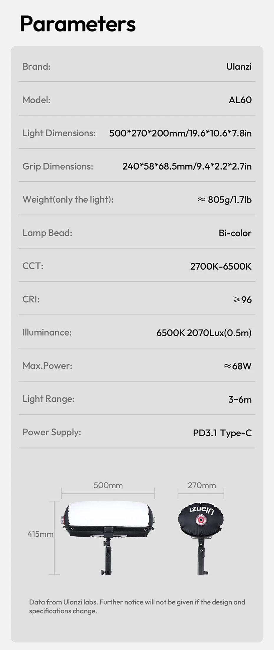  AL120/AL60 Bi-color Inflatable LED Light Air Tube Video Light 2700-6500K for I