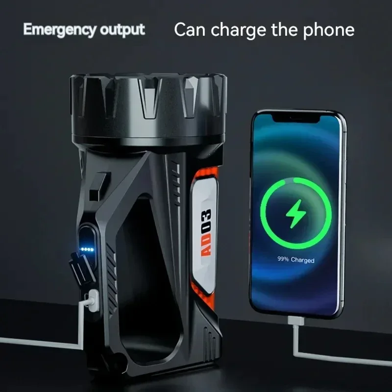 Flashlight with strong light charging super bright outdoor long-range solar emergency lighting patrol handheld searchlight