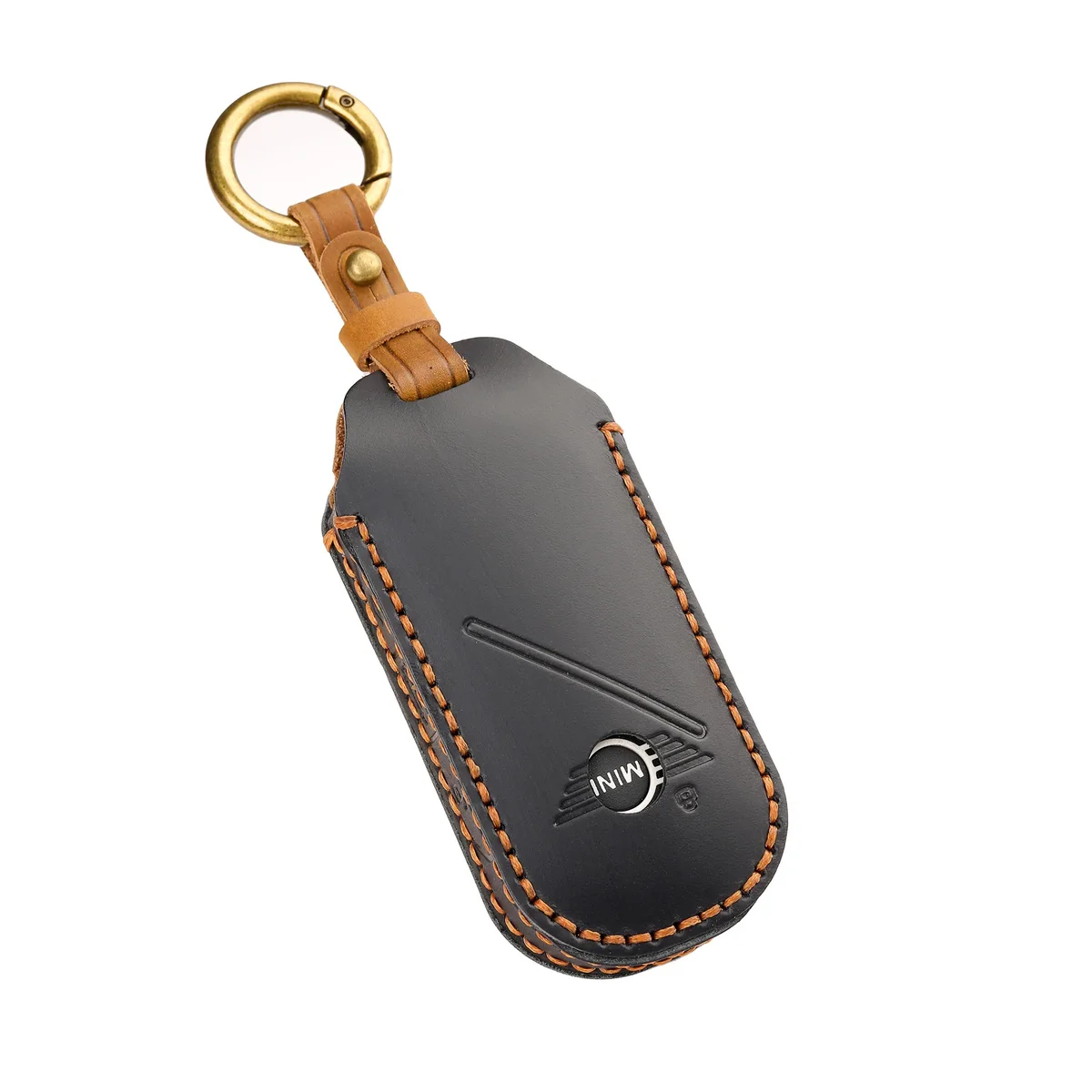 Leather Car Fob Key Case Cover Protector for Bmw Mini Countryman Cooper One 2023 2024 Remote Accessories Holder Shell Keychain — view 3