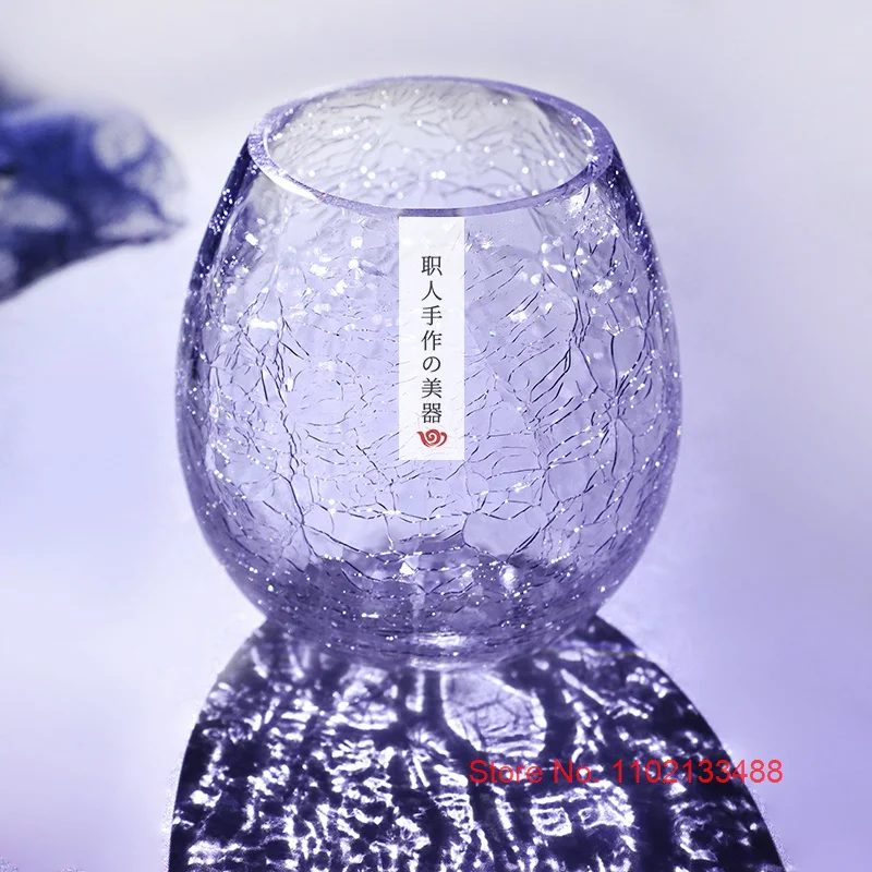 360ml Ice Cracked Whiskey Tasting Cup Vast Ocean Crystal Wine Glasses Imitated Crack Whisky Tumbler Beer Mug Vodka Liquor Teacup