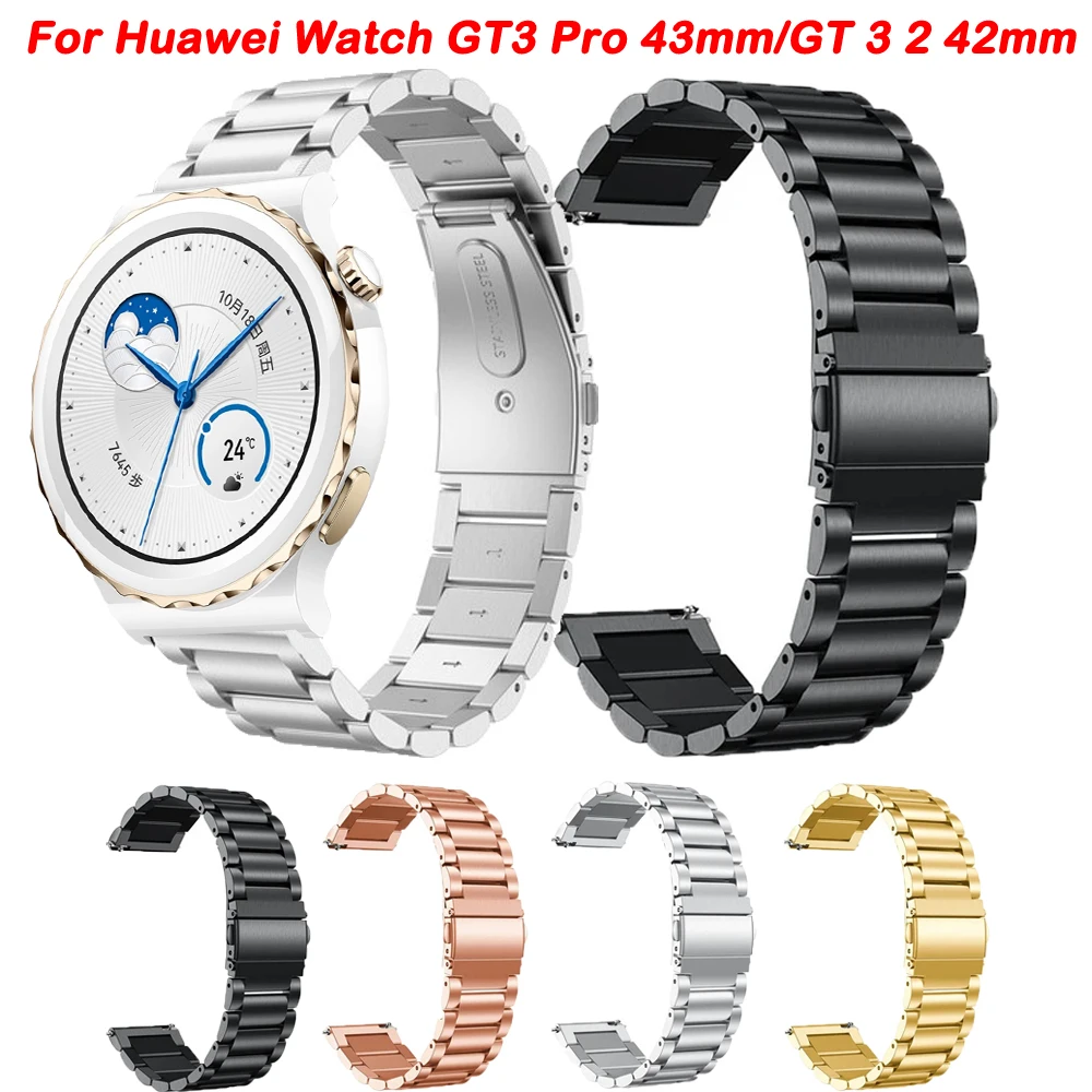 

20mm Stainless Steel Watch Strap For Huawei Watch GT 3 Pro 43mm Wristband Women Band For Huawei GT3 GT2 GT 2 42mm Metal Bracelet