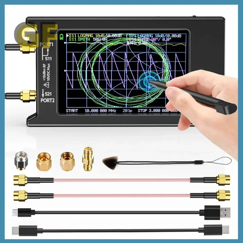 New Updated NanoVNA-H4 4inch Vector Network Analyzer 10k-1.5GHz HF VHF UHF Antenna Analyzer Version 4.3 with SD Card Slot