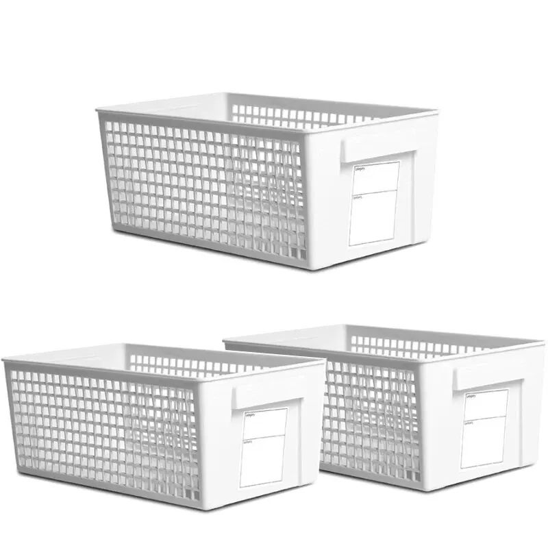 Plastic Storage Box with Label Kitchen Basket Home Storage Supplies Desktop Cosmetic Stationery Organizer 4/3PCS self adhesive storage box,lockable storage box,transparent storage box,storage box,storage organizer,bag organizer