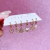 MIGGA 6pcs Mixed Pink Stone Outer Space Movie Hoop Earrings Set Gold Plated Cubic Zircon Women Jewelry 2