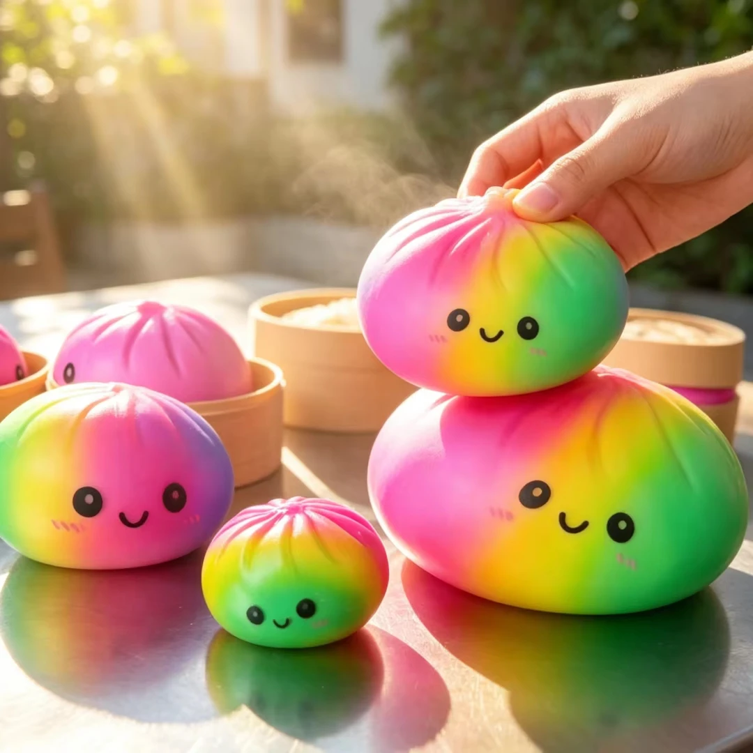 Oversized Steamed Dumpling Sensory Squeeze Toy for Stress Relief and Home Decor