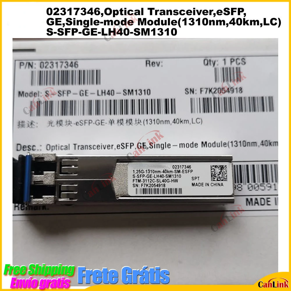 Qualità 02317346, Ricetrasmettitore Ottico, Esfp,Ge, Modulo Monomodale (1310Nm,40Km,Lc) S-Sfp-Ge-Lh40-Sm1310