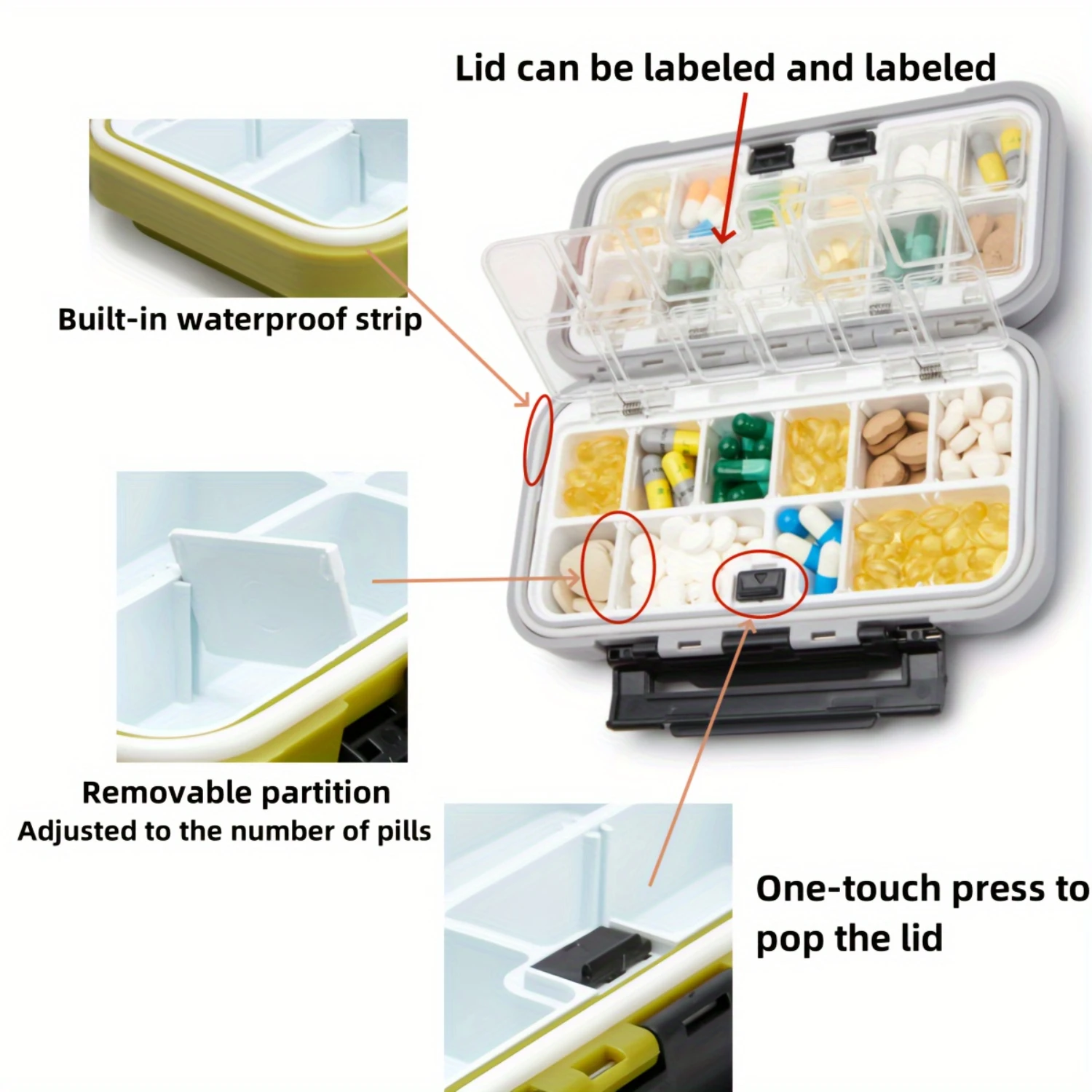 1pc 24-grid Travel Pill Case Medicine  Organizer Container Tablet Dispenser Independent Lattice Pill Box Fishing Tackle Box 3