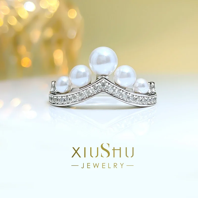 

Кольцо с подсветкой короны из австралийского белого жемчуга Fritillaria в комплекте с жемчугом короны Джозефина V-образной формы