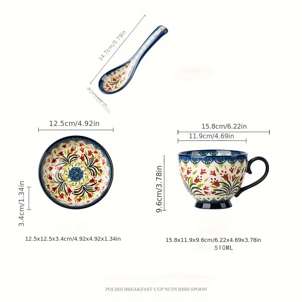 طقم أكواب فخار تلميع مكون من 3 قطع مع أغطية، فناجي...