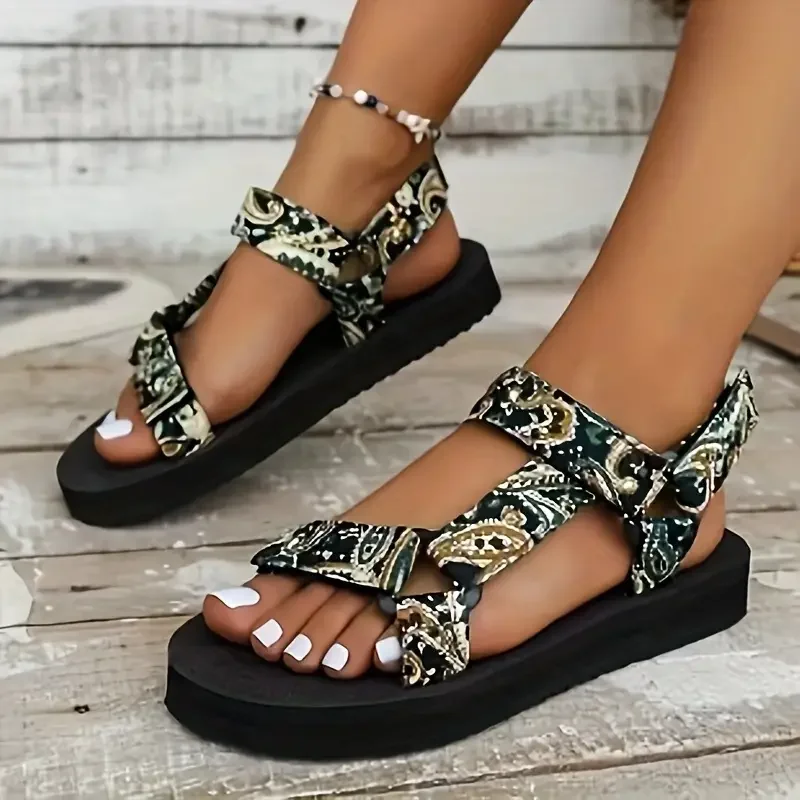 2024 Women’s Summer Ethnic Colorful Wedge Velcro Sandals