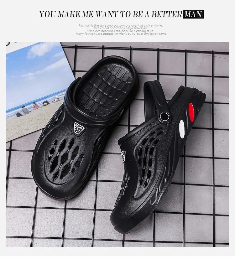 Warm Sommer Männer Clogs Hausschuhe Mode Loch Schuhe Strands andalen Innen haus Wohnungen Schuhe leichte weiche Badezimmer rutschen – Detail 6