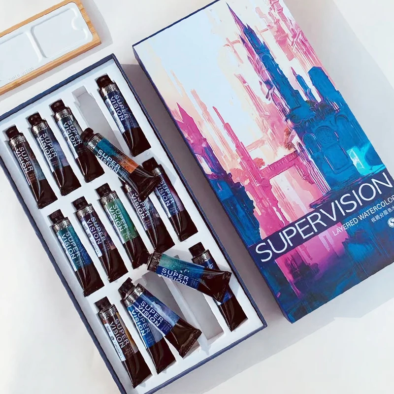 SUPER VISION 新レイヤードカラー 水彩絵の具 チューブ 15色 15ml