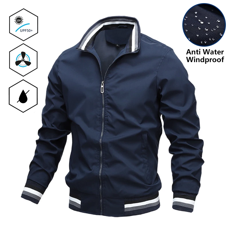 

Men Fashion Jacket Men New Casual Windbreaker Bomber Jacket Coats Men 2022 Spring Autumn Outdoor Waterproof Slim Jackets Mens