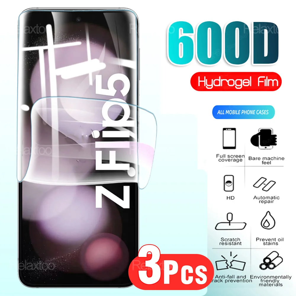 

3Pcs 600D Hydrogel Film For Samsung Galaxy Z Flip5 5G Phone Screen Protector Not Glass Samung ZFlip5 Flip 5 ZFlip 5 GalaxyZFlip5