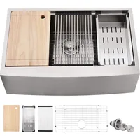 33 Inch Farmhouse Sink 16 Gauge Stainless Steel Workstation Ledge Deep Single Bowl Farm Sink with Accessories 1