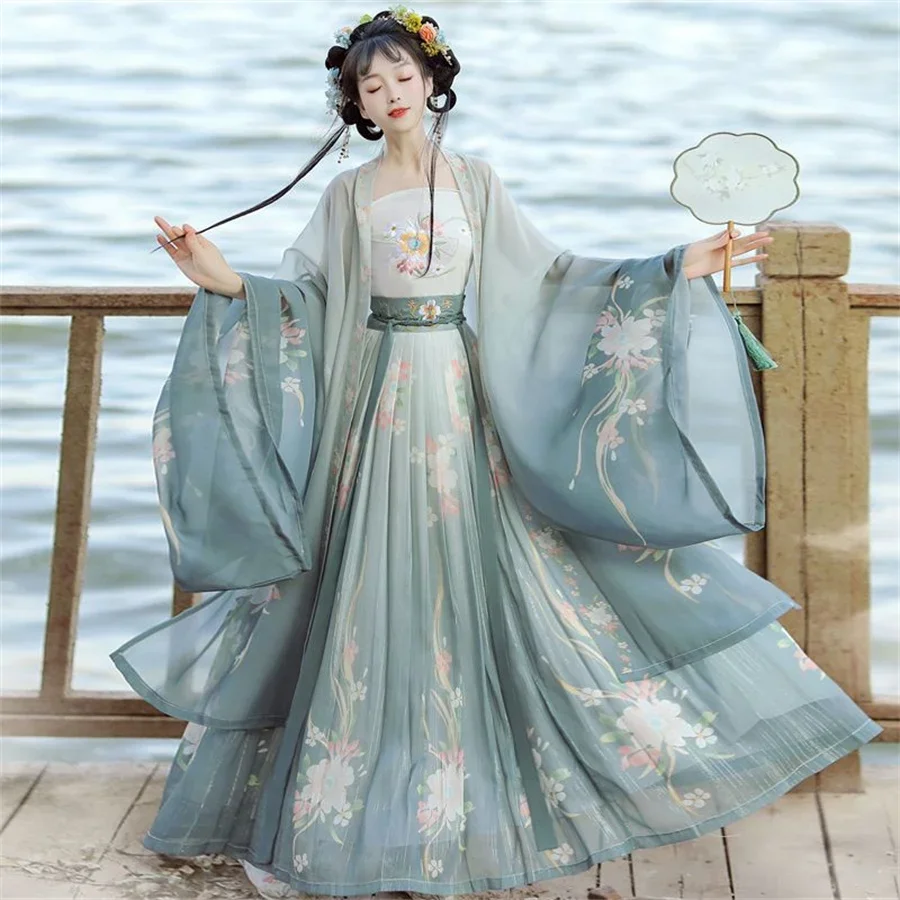 

Женское платье ханьфу китайская Династия Тан традиционный комплект ханьфу женский костюм для косплея Летнее платье одежда ханьфу