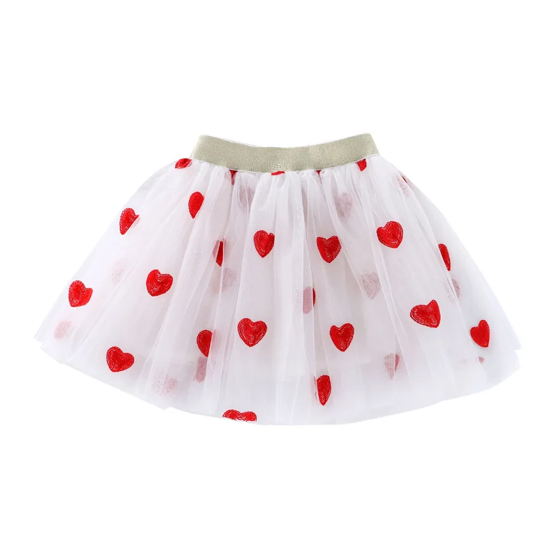 New Embroidery Kids Girls Mesh Skirts Princess Pretty Stars Sequined Pleated Tutu Floral Girl Lace Faldas Dance Clothes